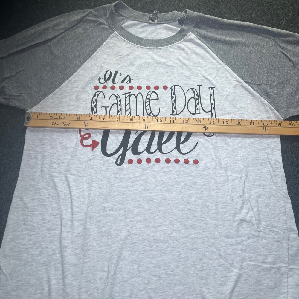 Next Level Raglan T-Shirt Women M Grey Game Day Yall Graphic Tee - Picture 6 of 7
